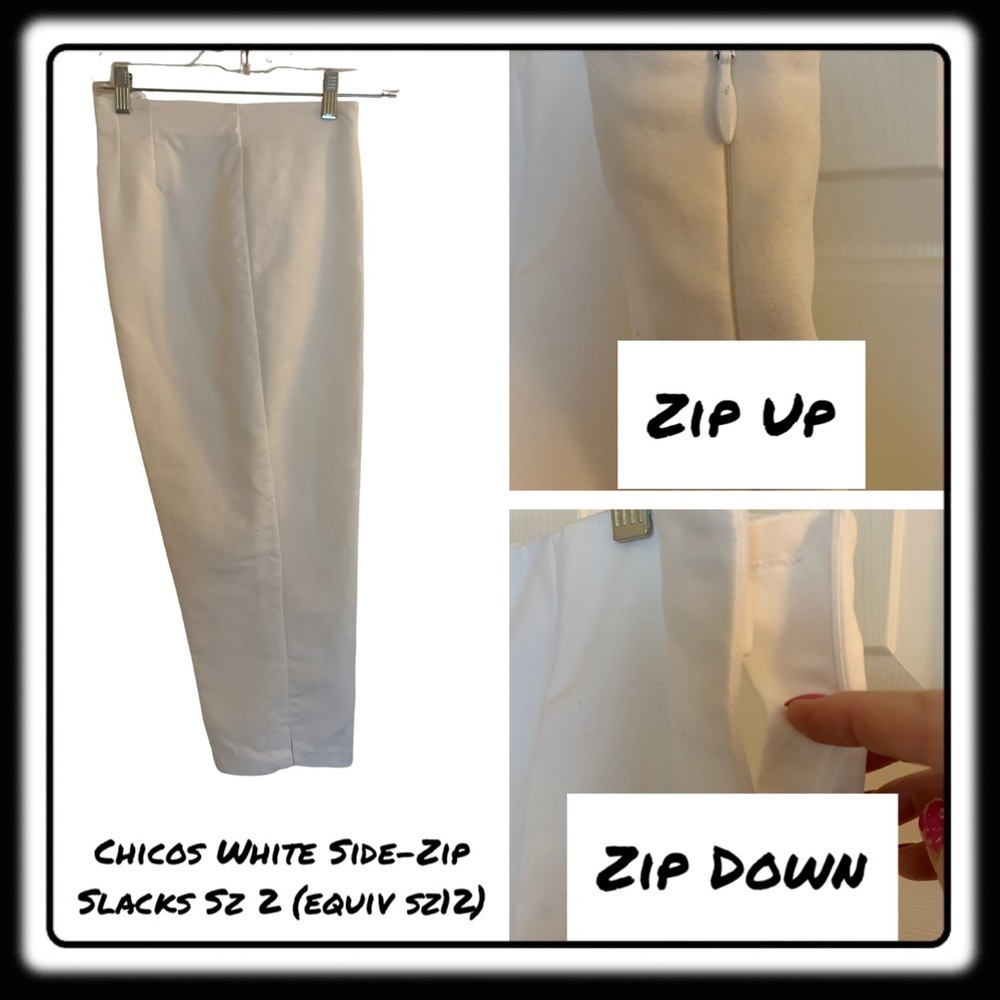 Chicos white side-zip crop lightweight pants sz 2 (approx 12)
